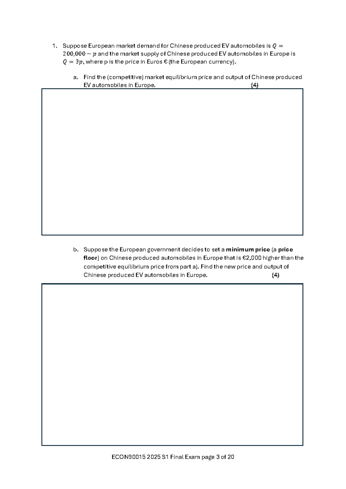 ECON90015 2025 S1 Final Exam - Comprehensive Analysis of Market ...