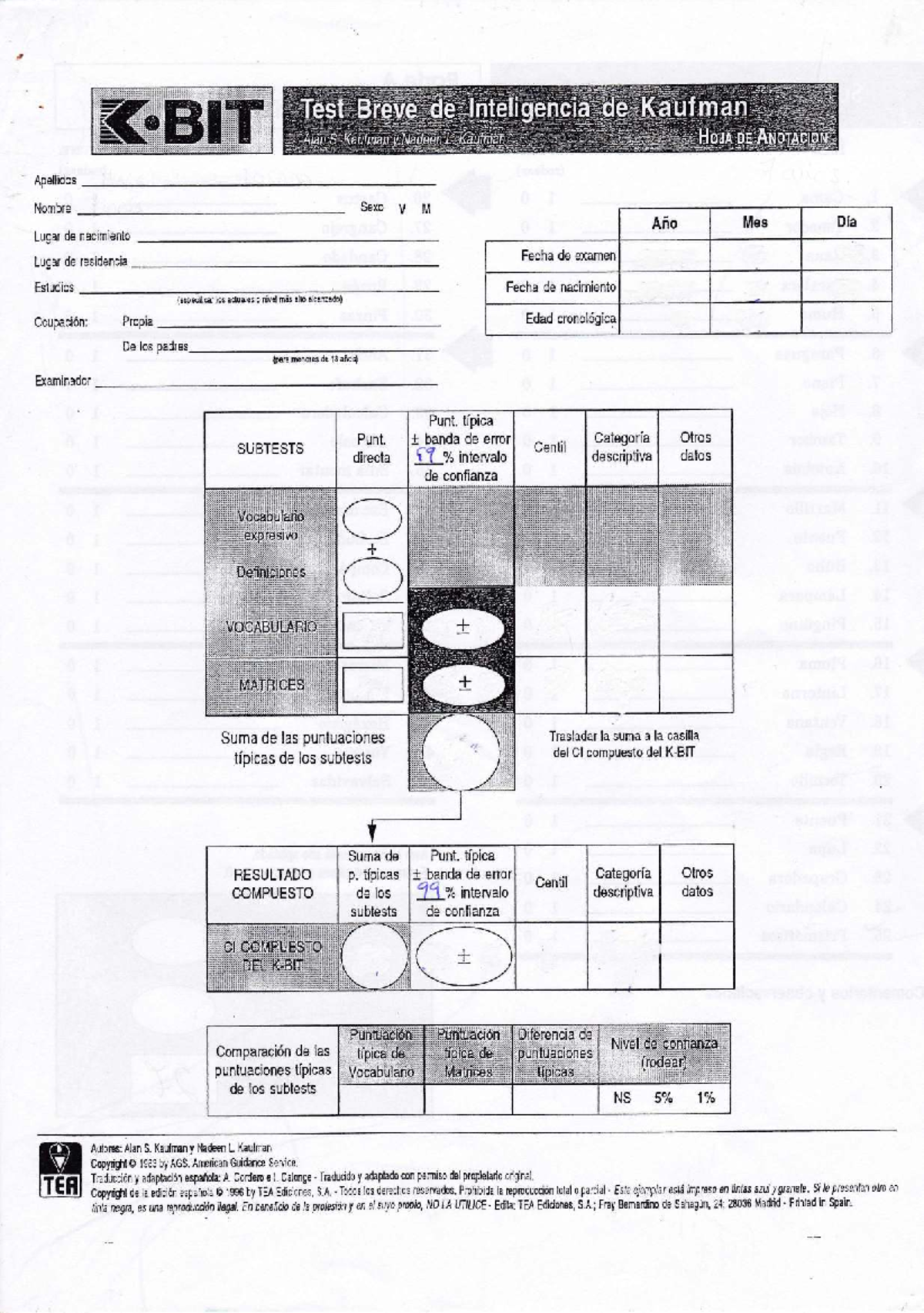 Test de Inteligencia KBIT - Documentación y Resultados - Studocu