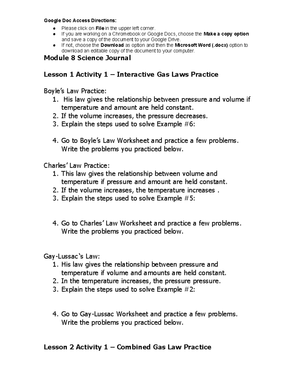 Module Eight Science Journal-Payton Pickett - Google Doc Access ...
