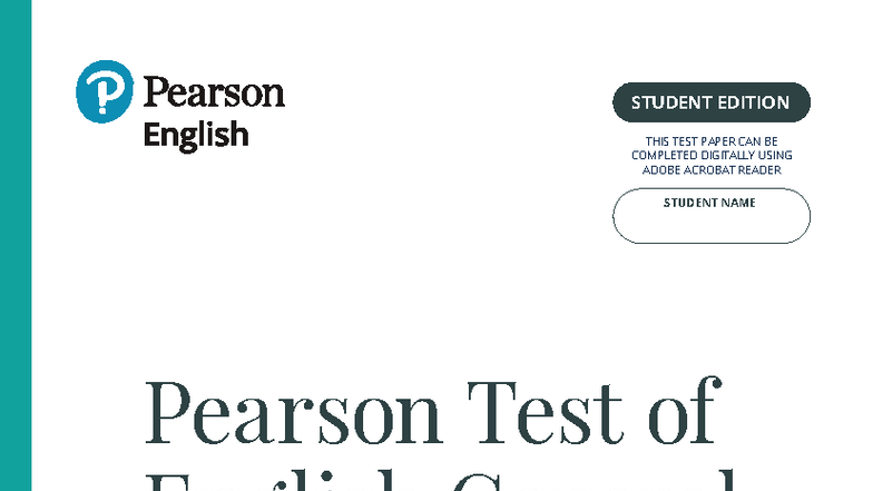 Pearson Test of English General Level 5 Written Practice Test - Studocu