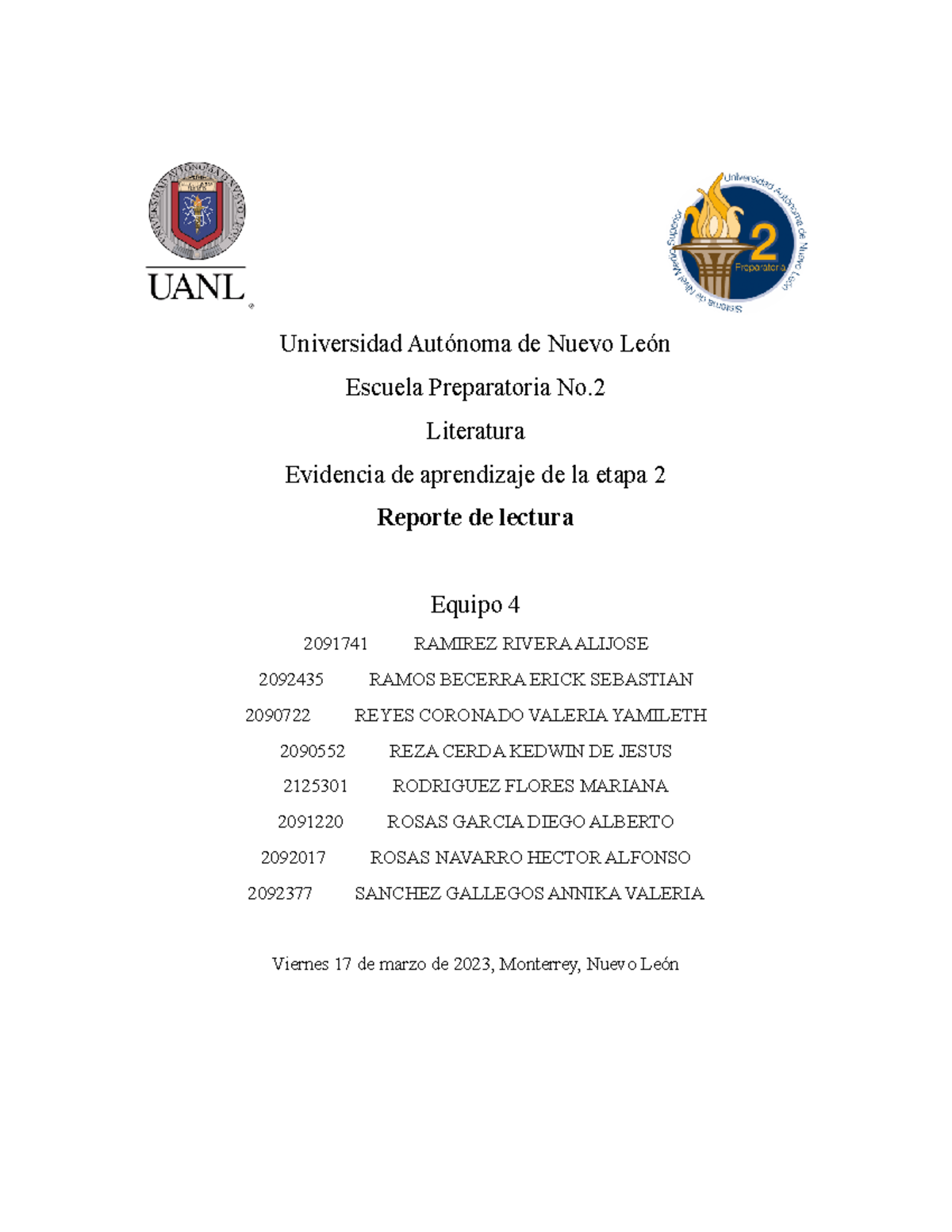 Evidencia 2 Literatura - Universidad Autónoma de Nuevo León Escuela ...