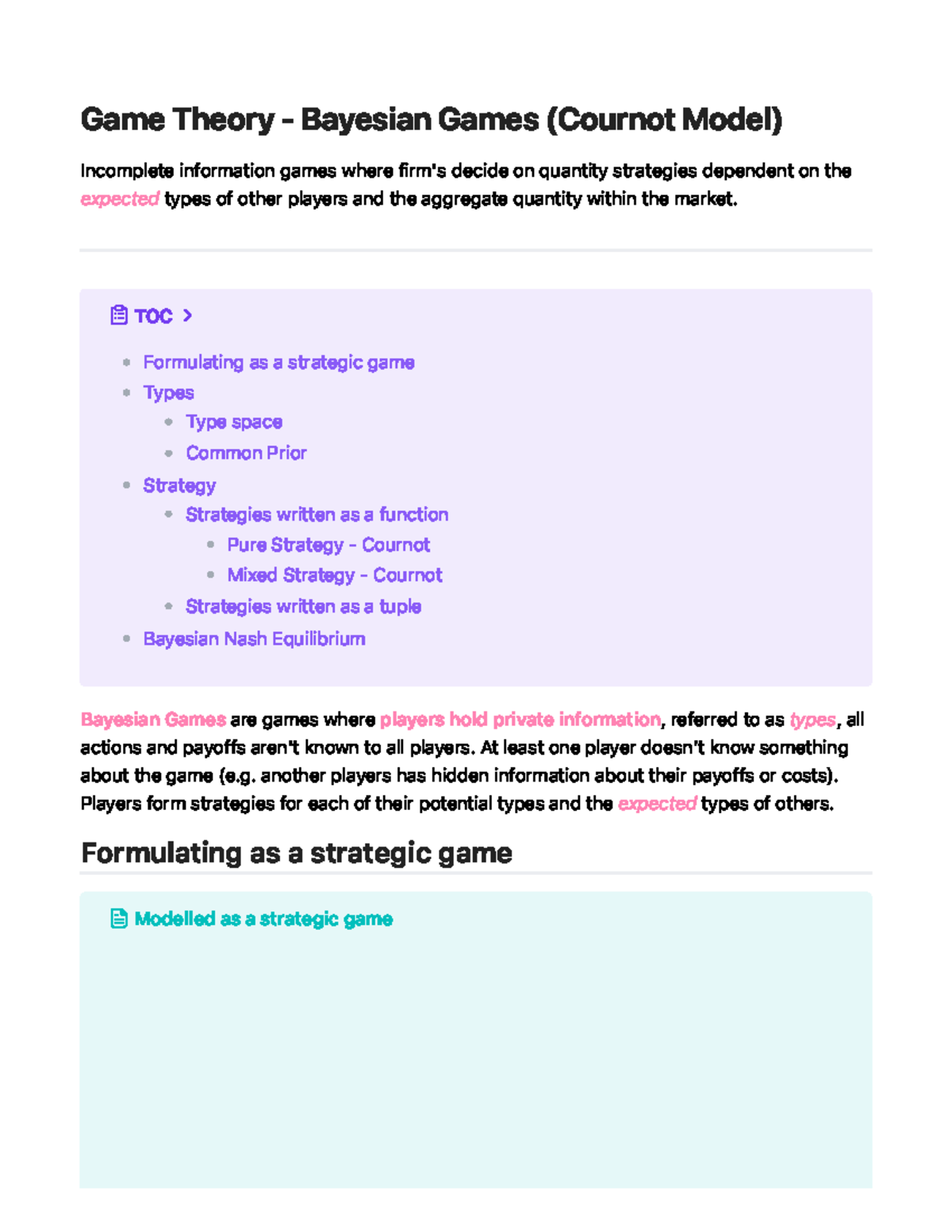 Game Theory - Bayesian Games (Cournot Model) - Game Theory - Bayesian ...