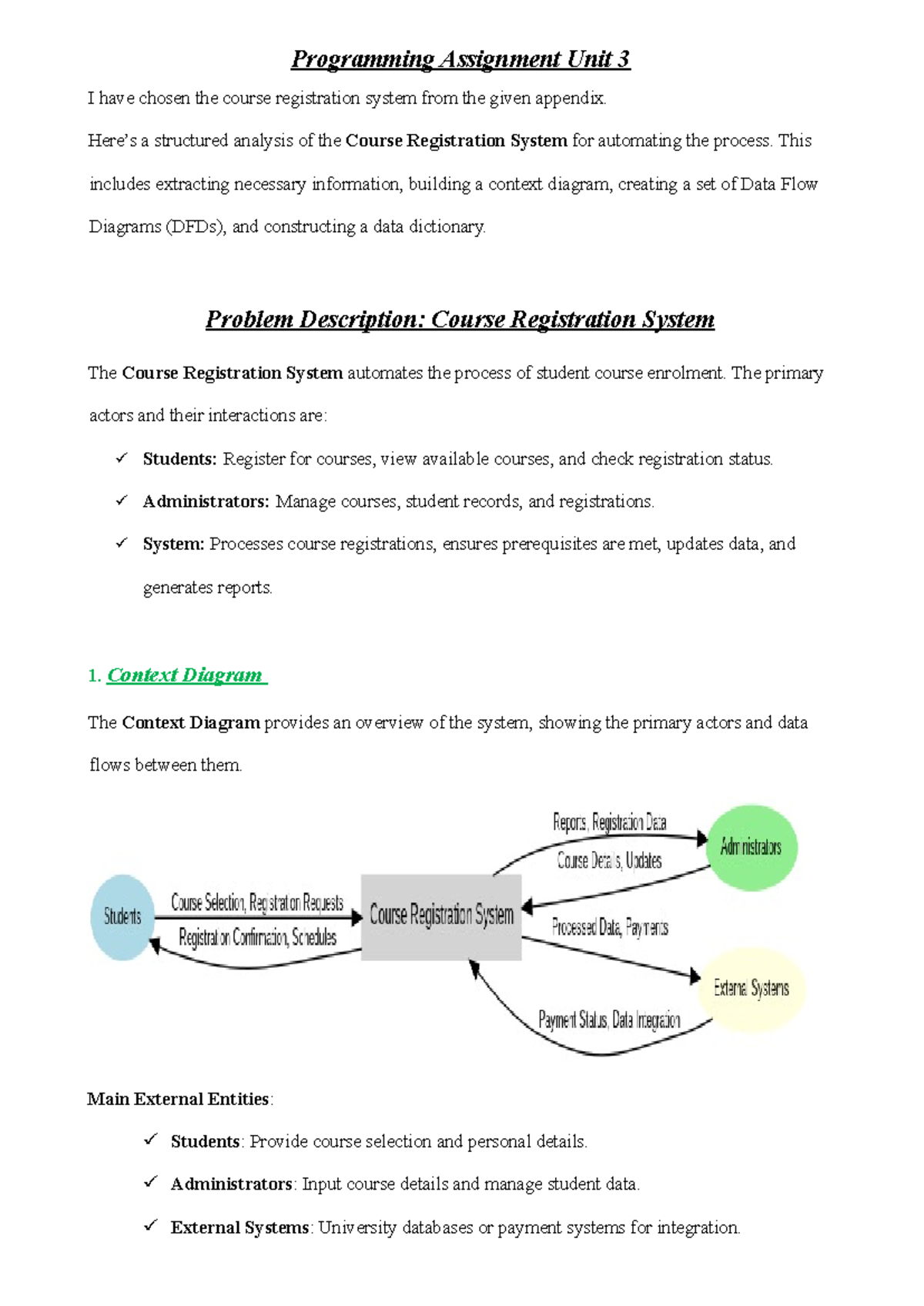 Programming Assignment Unit 3: Course Registration System Analysis ...