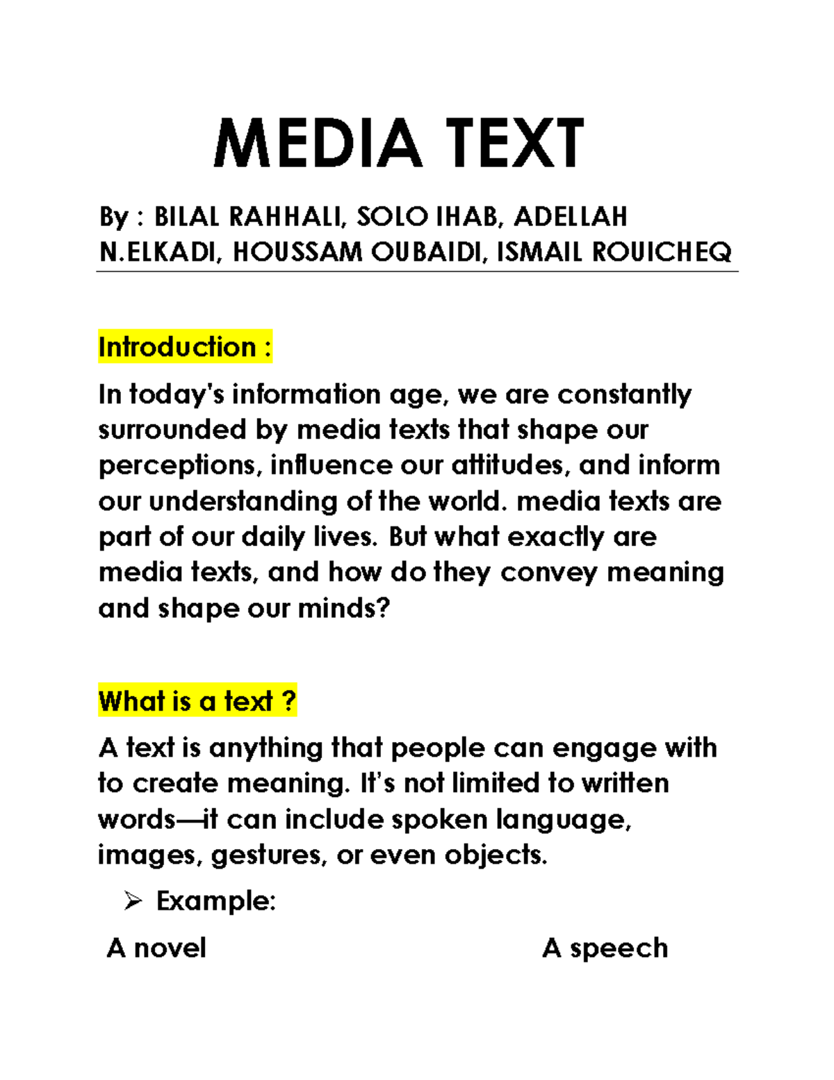 MEDIA TEXT: Understanding Meaning and Context in Media Studies - Studocu