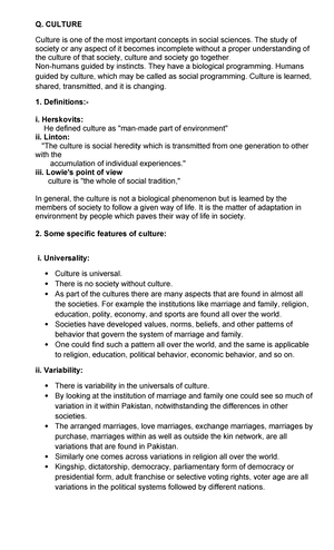 Cultural Anthropology - SOC401 Fall 2008 Assignment 02 - INTRODUCTION ...