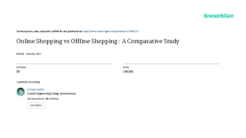 Online vs Offline Shopping: A Comparative Study (IJSRST 2017) - Studocu