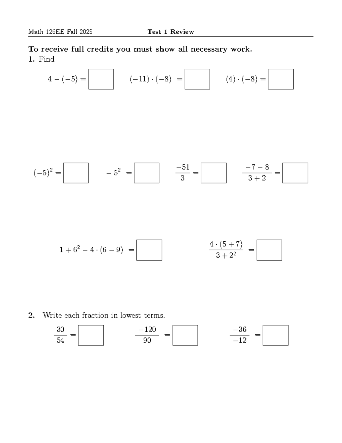 Math 126EE Fall 2025 Test 1 Comprehensive Review Guide - Studocu