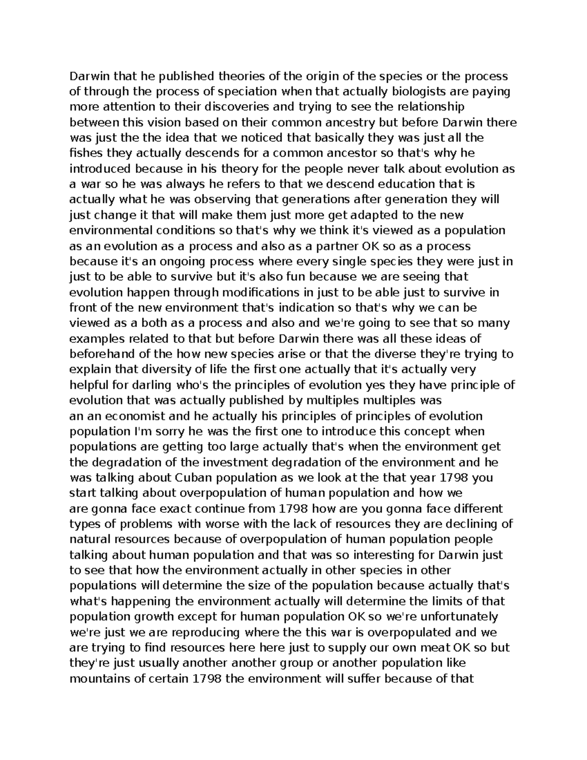 Vcramily - Lecuture notes - Darwin that he published theories of the ...