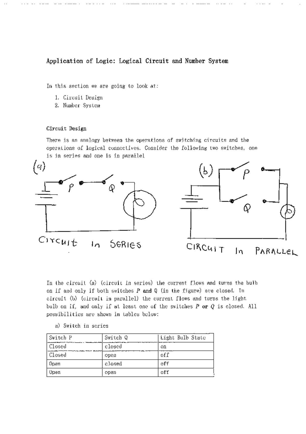 Application of Logic: Logical Circuits & Number Systems Overview - Studocu