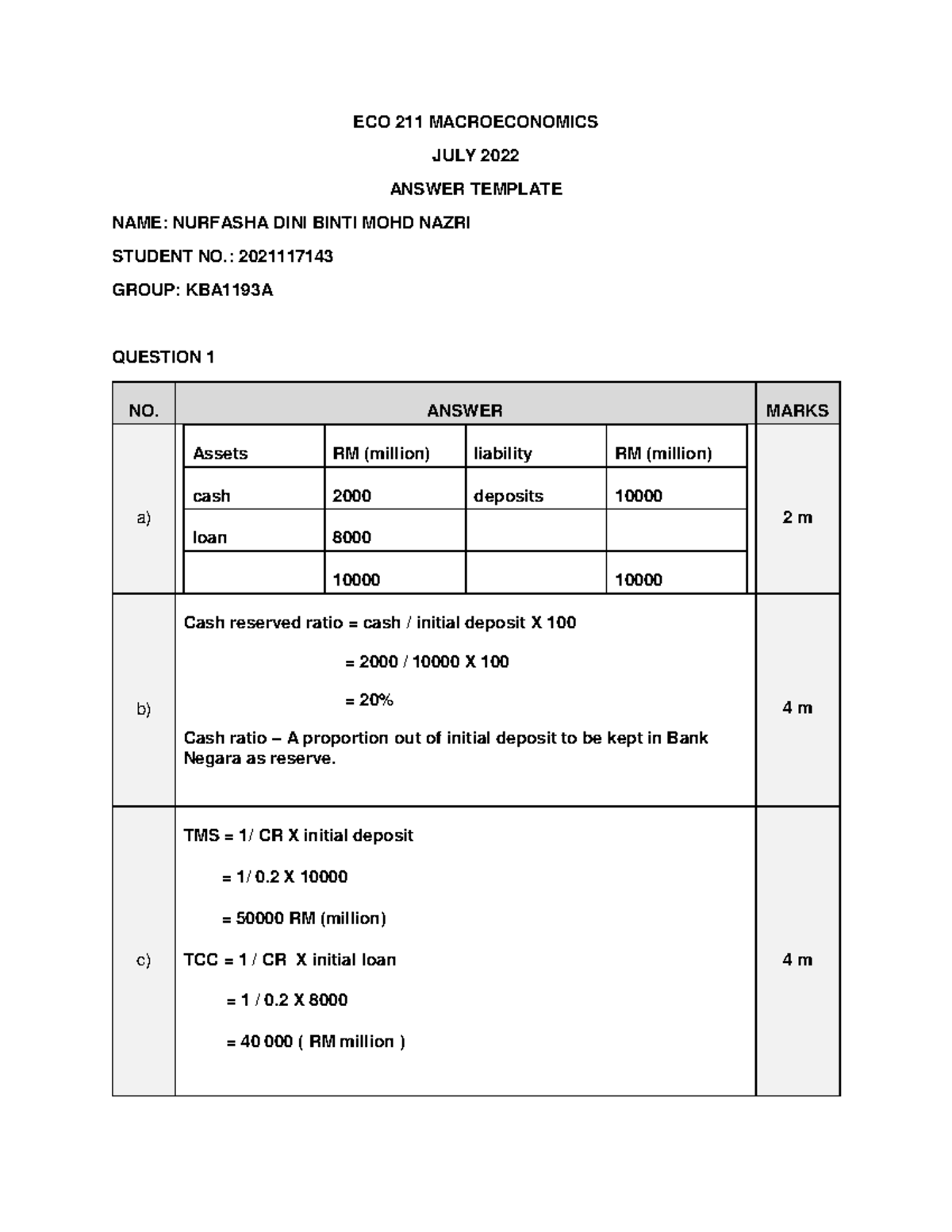 Eco211 Final Exam Answer Template July 2022 Studocu