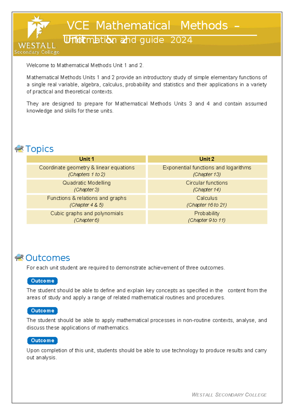 WSC Mathematical Methods Unit 1 & 2 Study Guide 2024 - Studocu