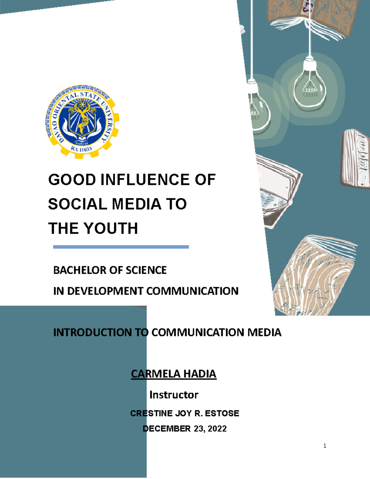 DC1 30 Impact of Social Media on Youth Development and Community - Studocu