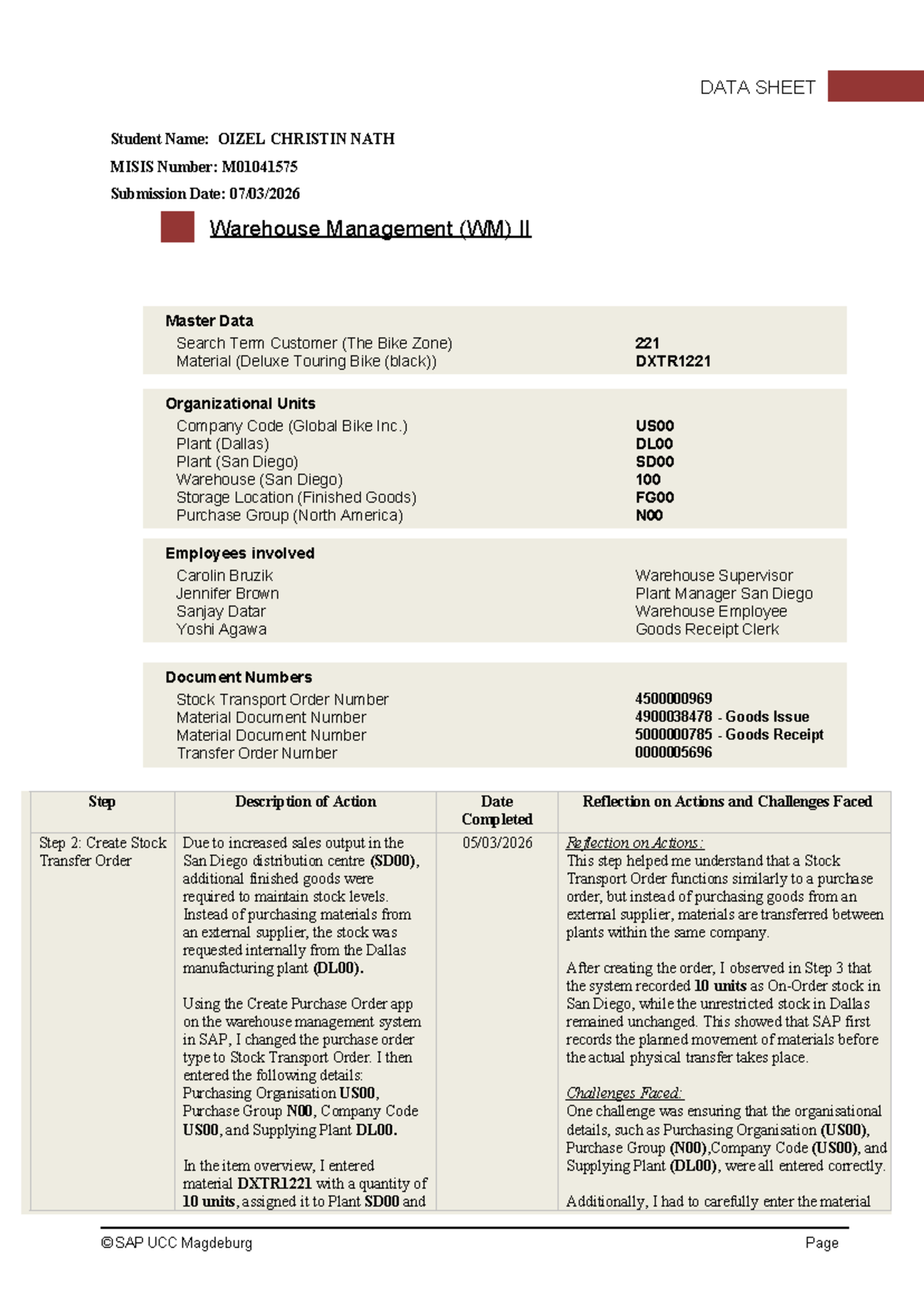 WM II: Master Data & Stock Transfer Order Process Overview - Studocu