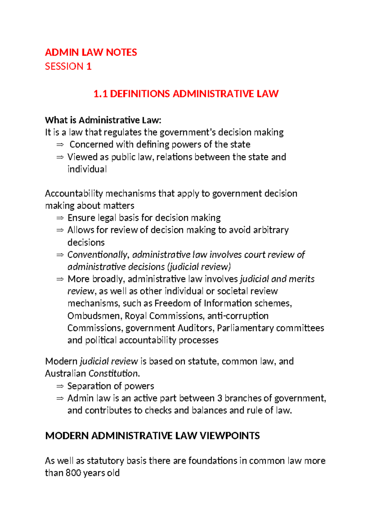 Admin LAW: Key Concepts and Principles in Administrative Law Notes ...