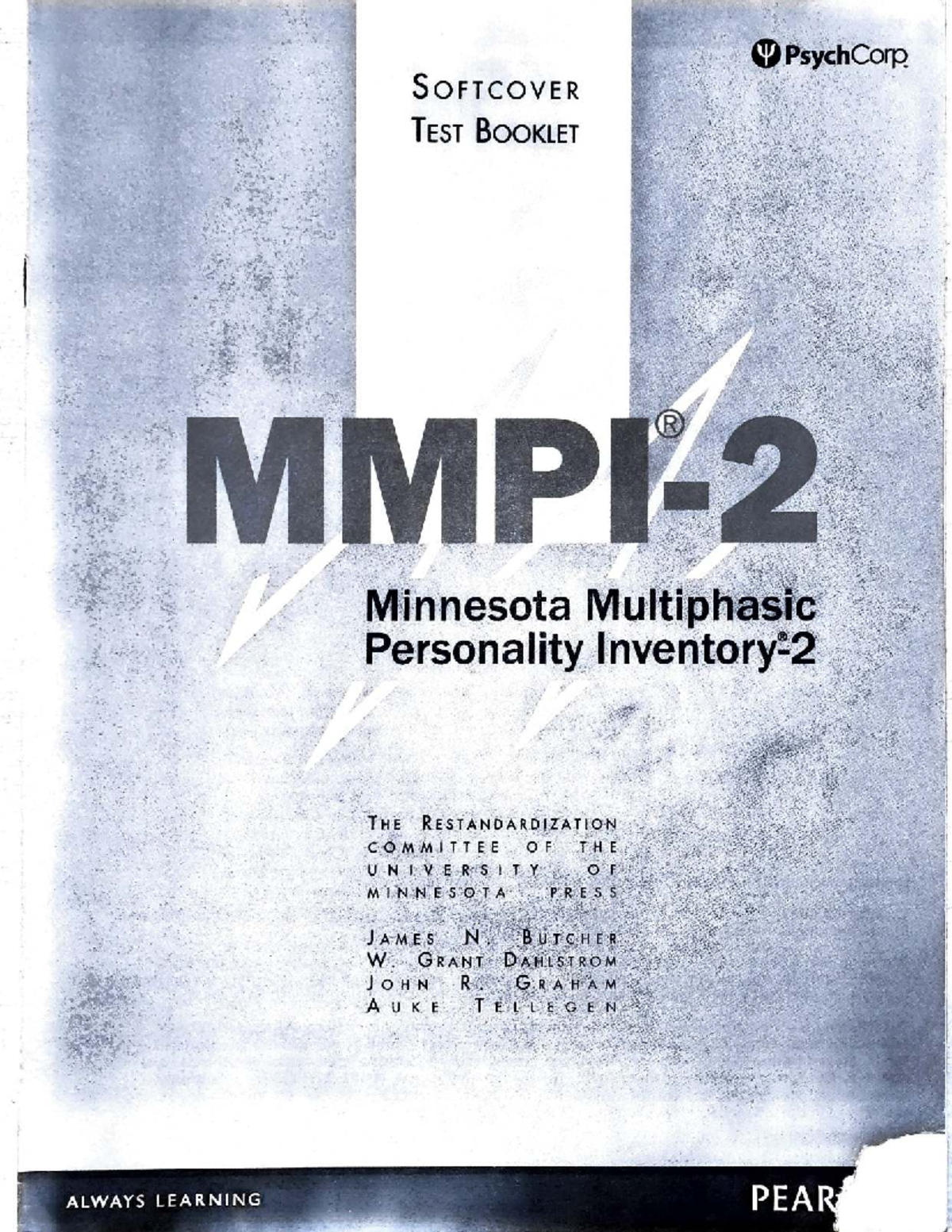 MMPI-2 Test Booklet: Minnesota Multiphasic Personality Inventory - Studocu