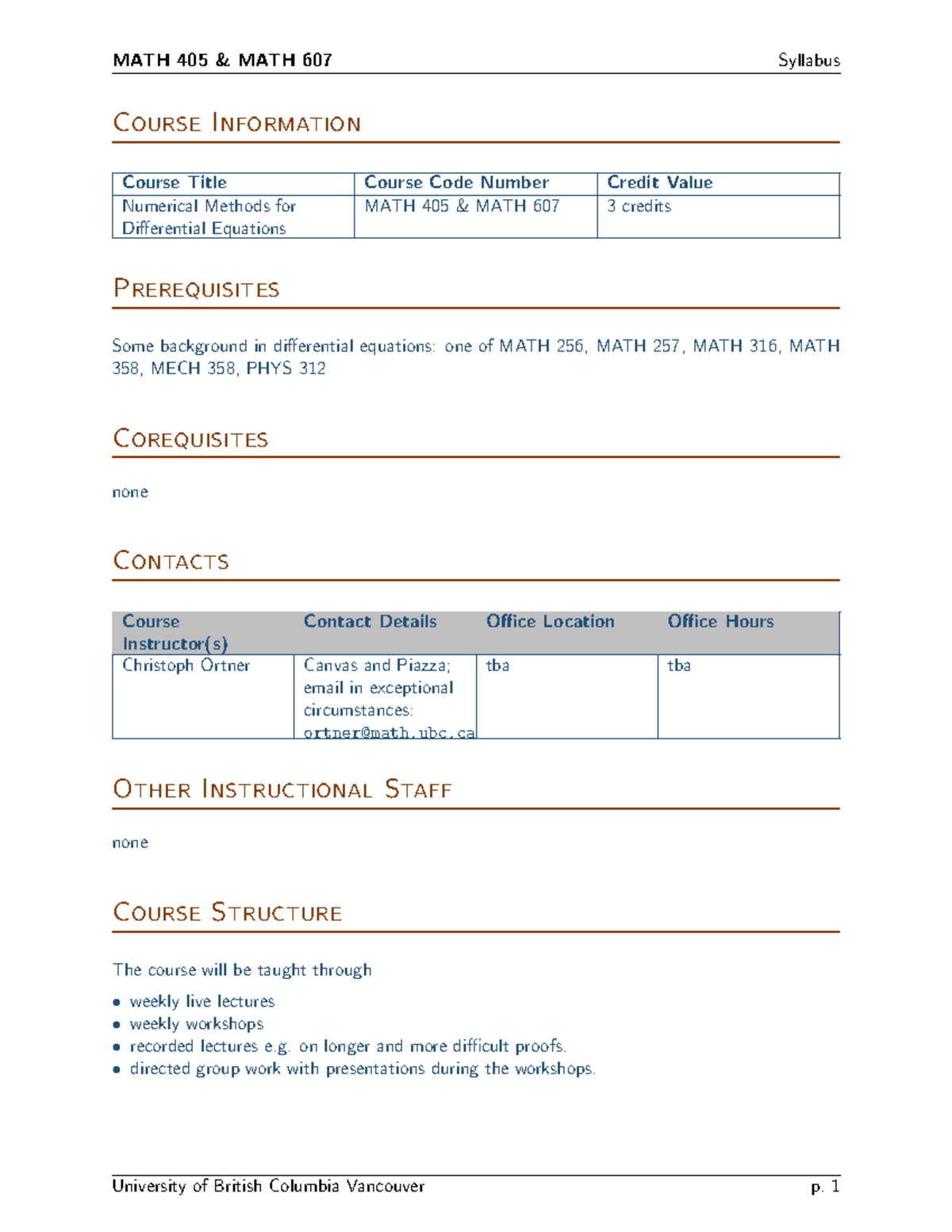 MATH 405 - Syllabus for Numerical Methods in Differential Equations ...