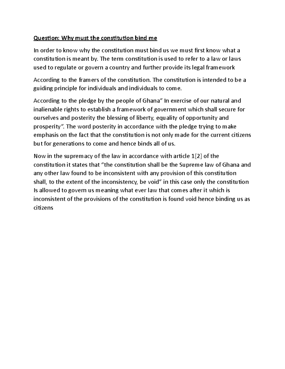 Question - Tutorial work and answers for Constitutional law - Question ...