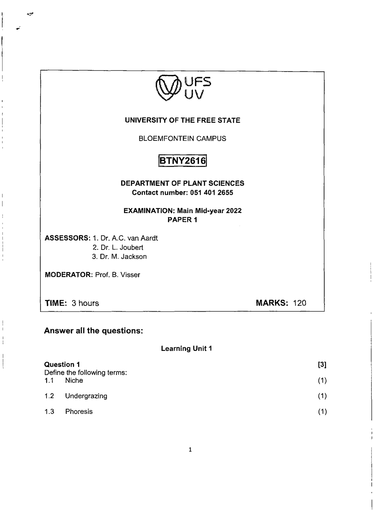 PLS 321Z68T Main Exam 2022: Plant Sciences Paper 1 Guide - Studocu