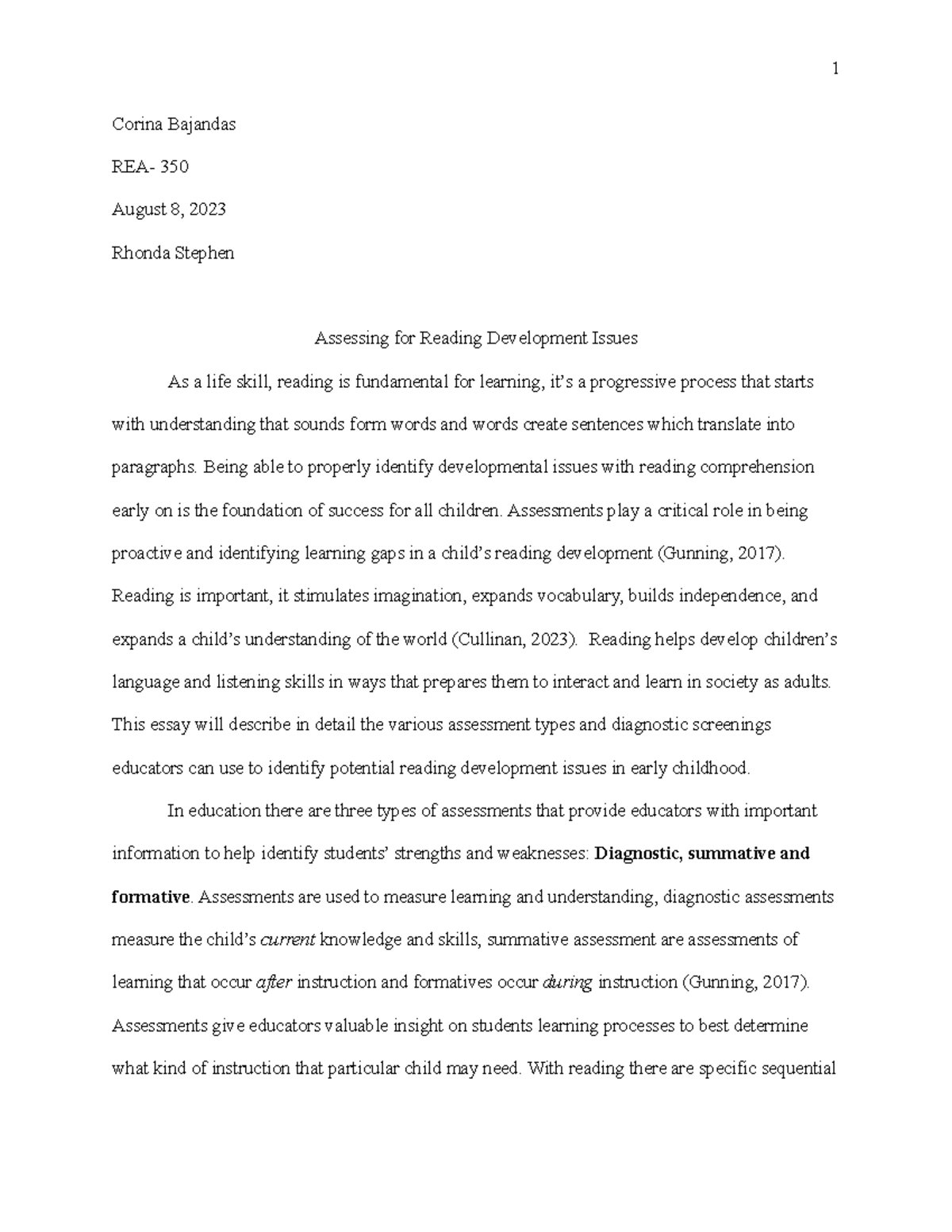 REA 350 Final Exam: Assessing Early Reading Development Issues - Studocu