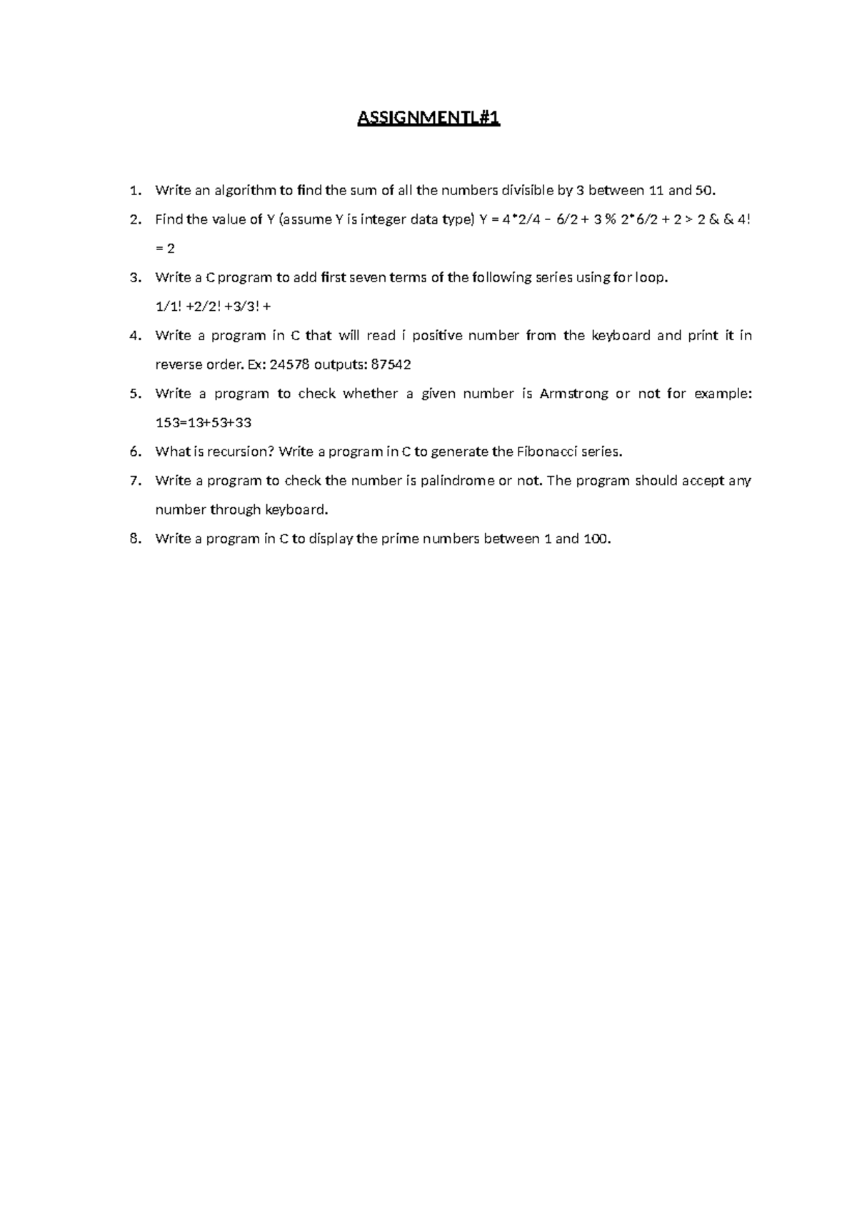 C Programming Assignment-1: Algorithms and Problem Solving - Studocu