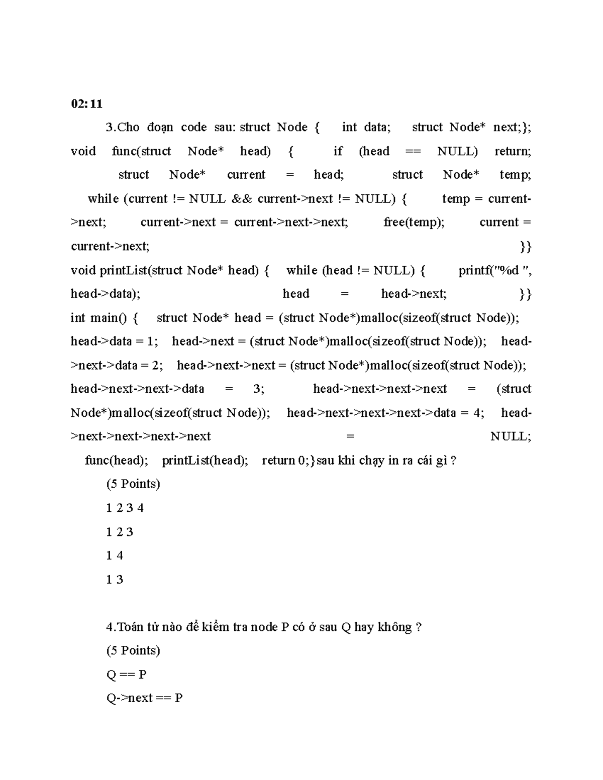 02:11 Final Exam Review: Linked List Concepts and Code - Studocu