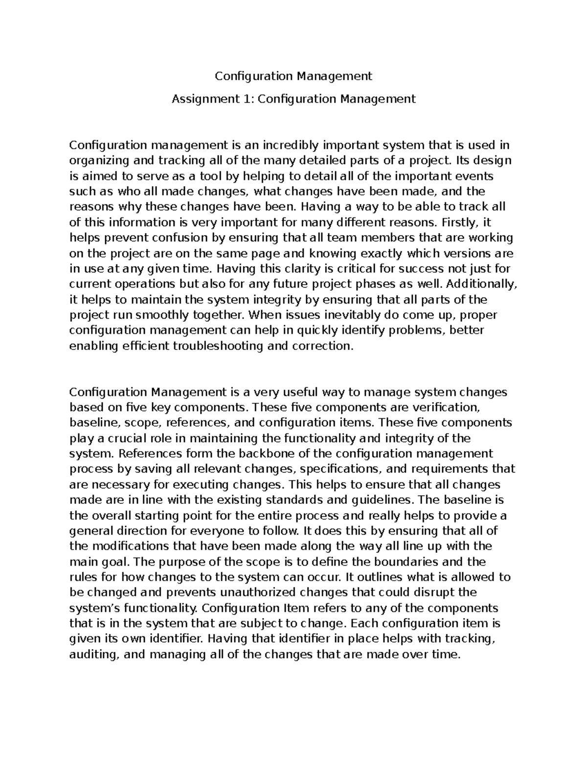 Computer Science 307 Assignment 1 - Configuration Management Assignment ...