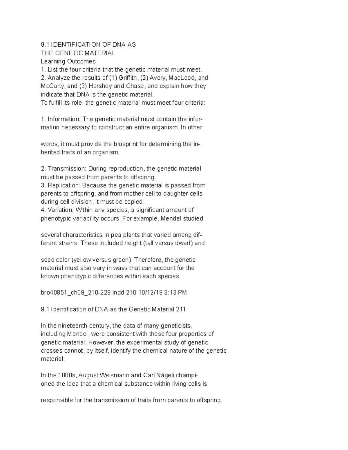 Identification of DNA as the Genetic Material (Bro40851 Chapter 9) - 9 ...