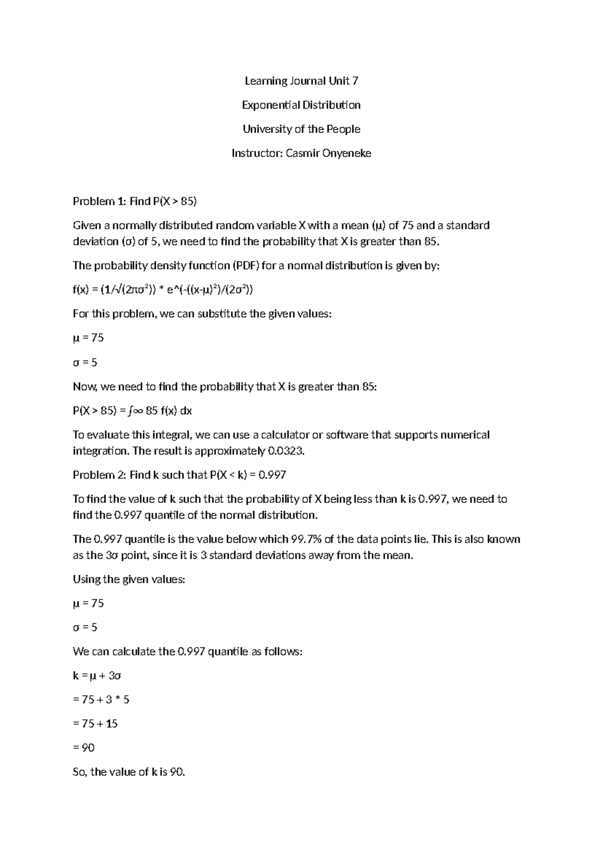 Learning Journal Unit 7 Statistic - Learning Journal Unit 7 Exponential ...