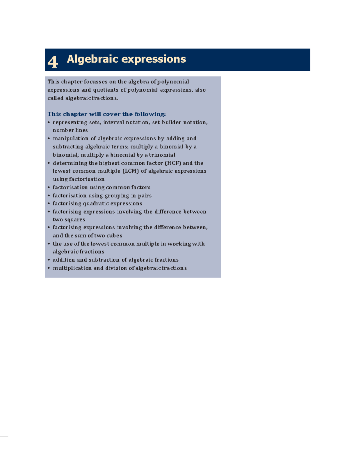 Technical Mathematics Grade 10 Chapter 4: Algebraic Expressions ...