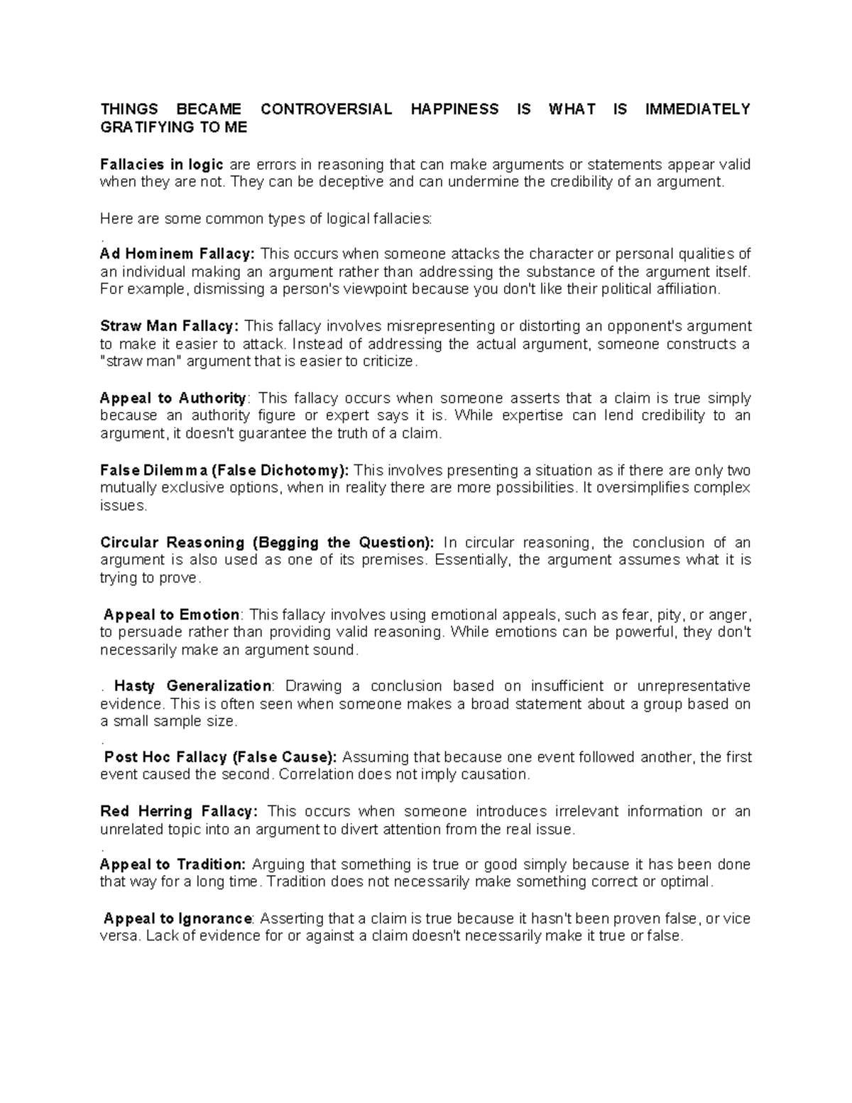 TH101: Understanding Logical Fallacies and Their Impact on Arguments ...