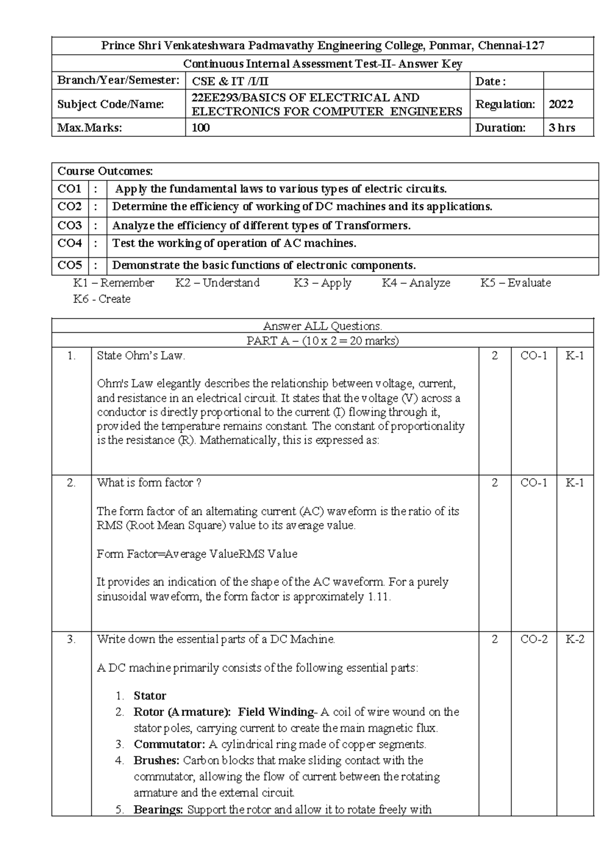CIAT-2 Beece QP 22-23 I CSE IT 2022 Regulation - Prince Shri ...