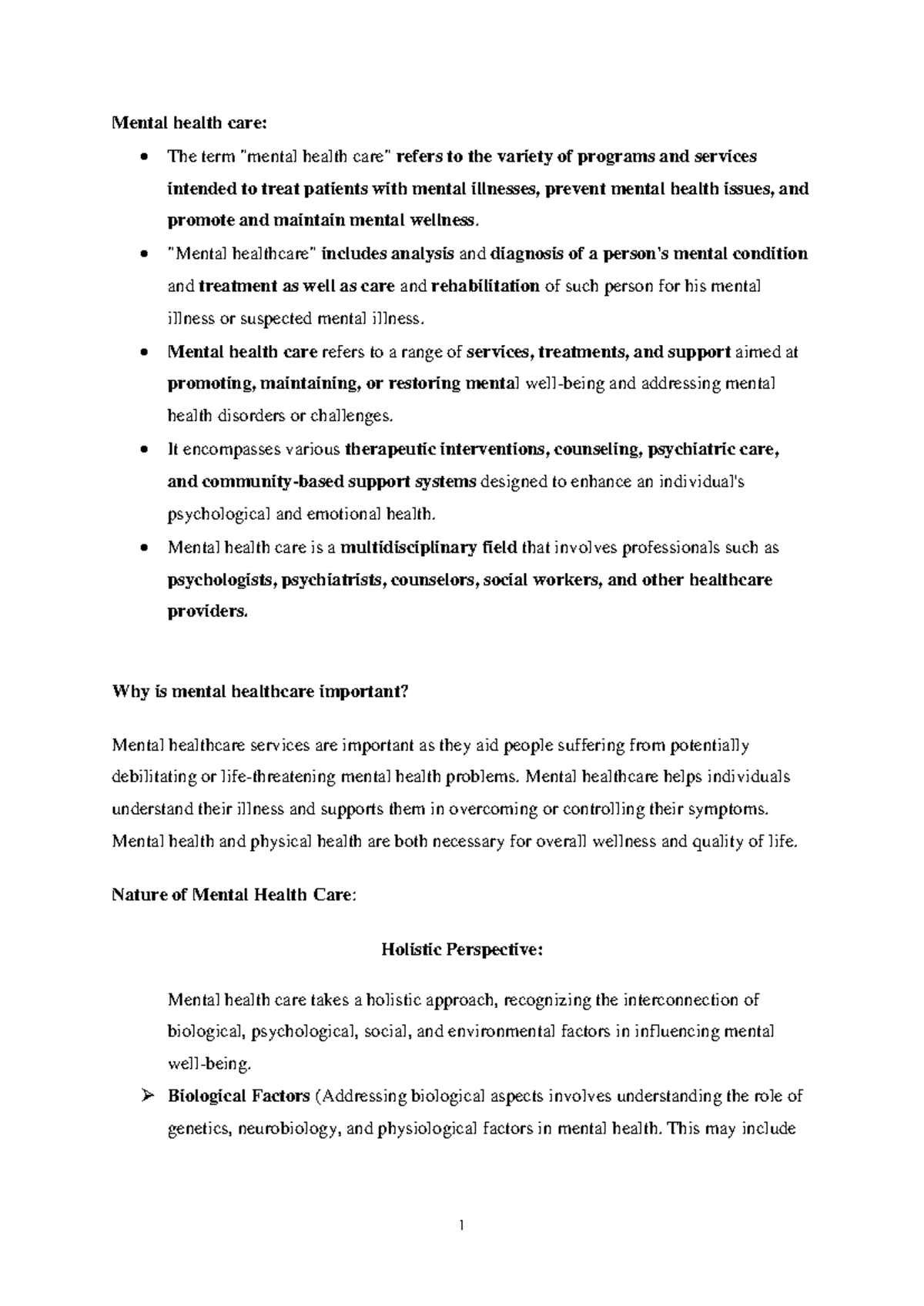Comprehensive Mental Health Care in India: Past, Present & Future (RS ...