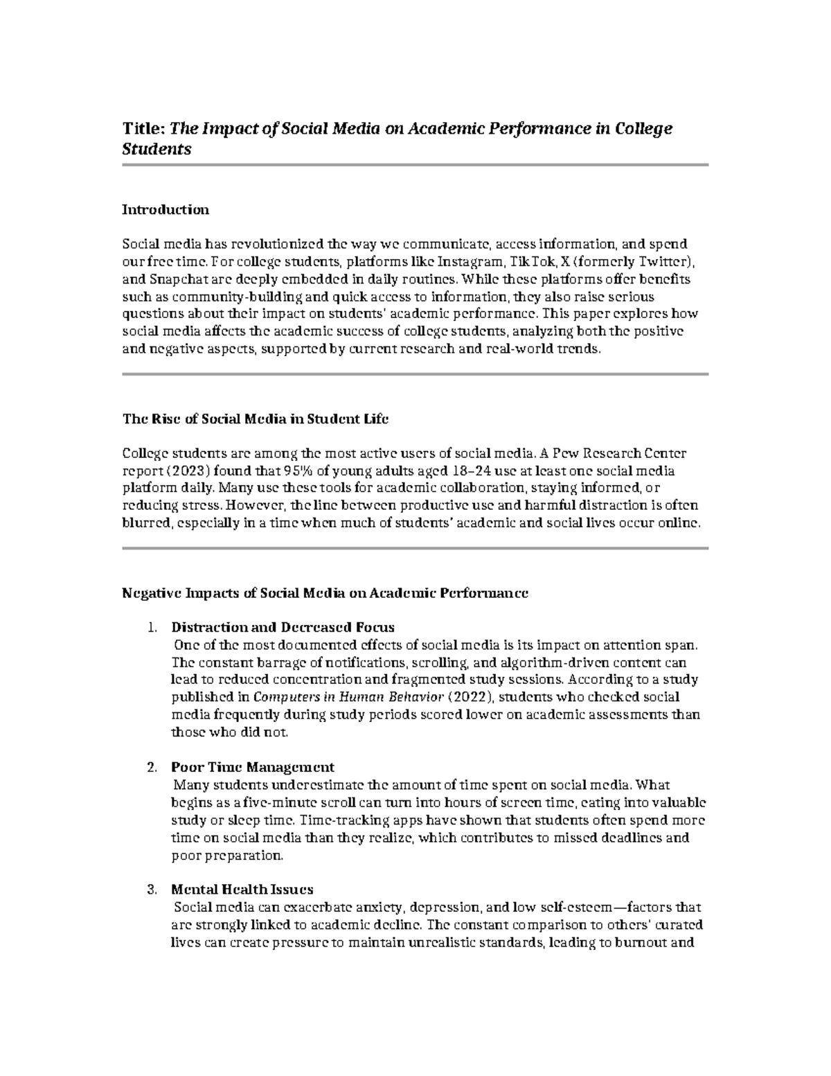 The Impact of Social Media on College Students' Academic Performance ...
