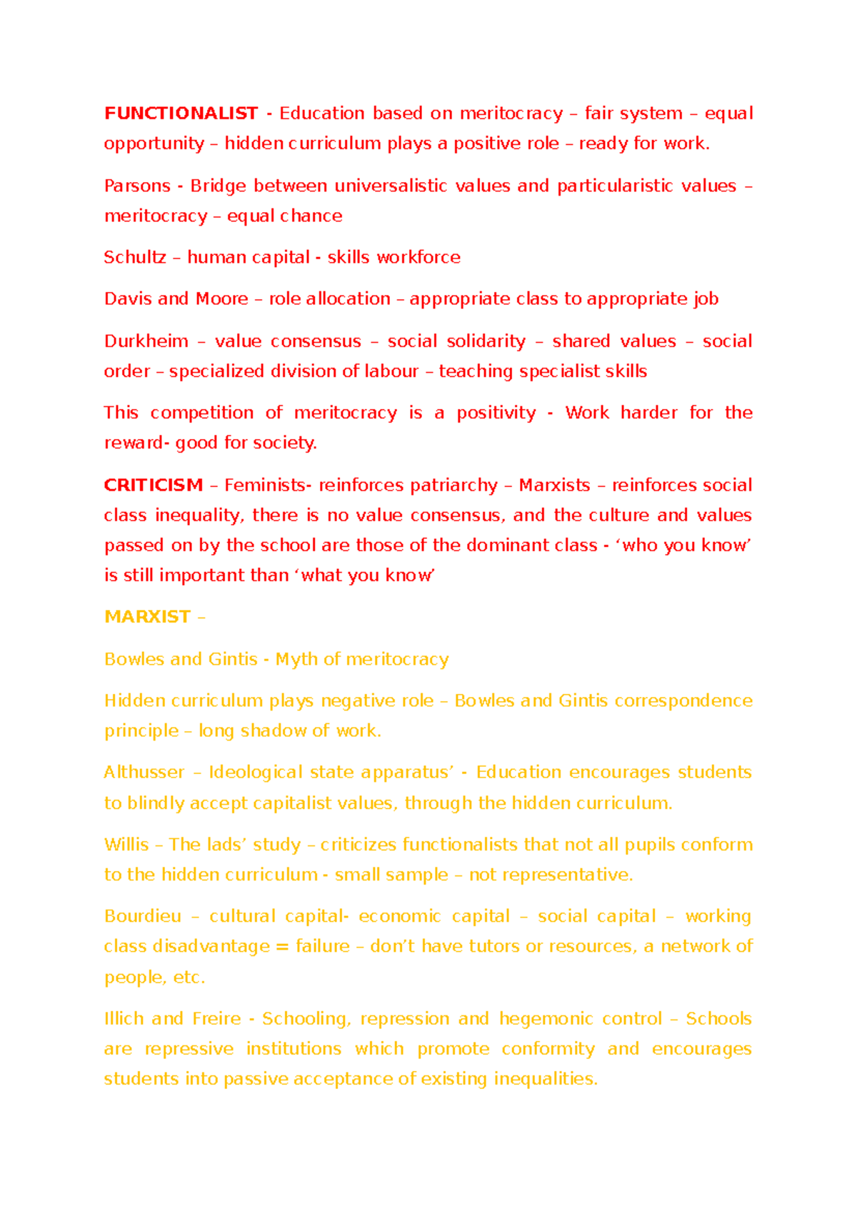 Sociology 101: Comprehensive Education Notes and Theoretical Critiques ...
