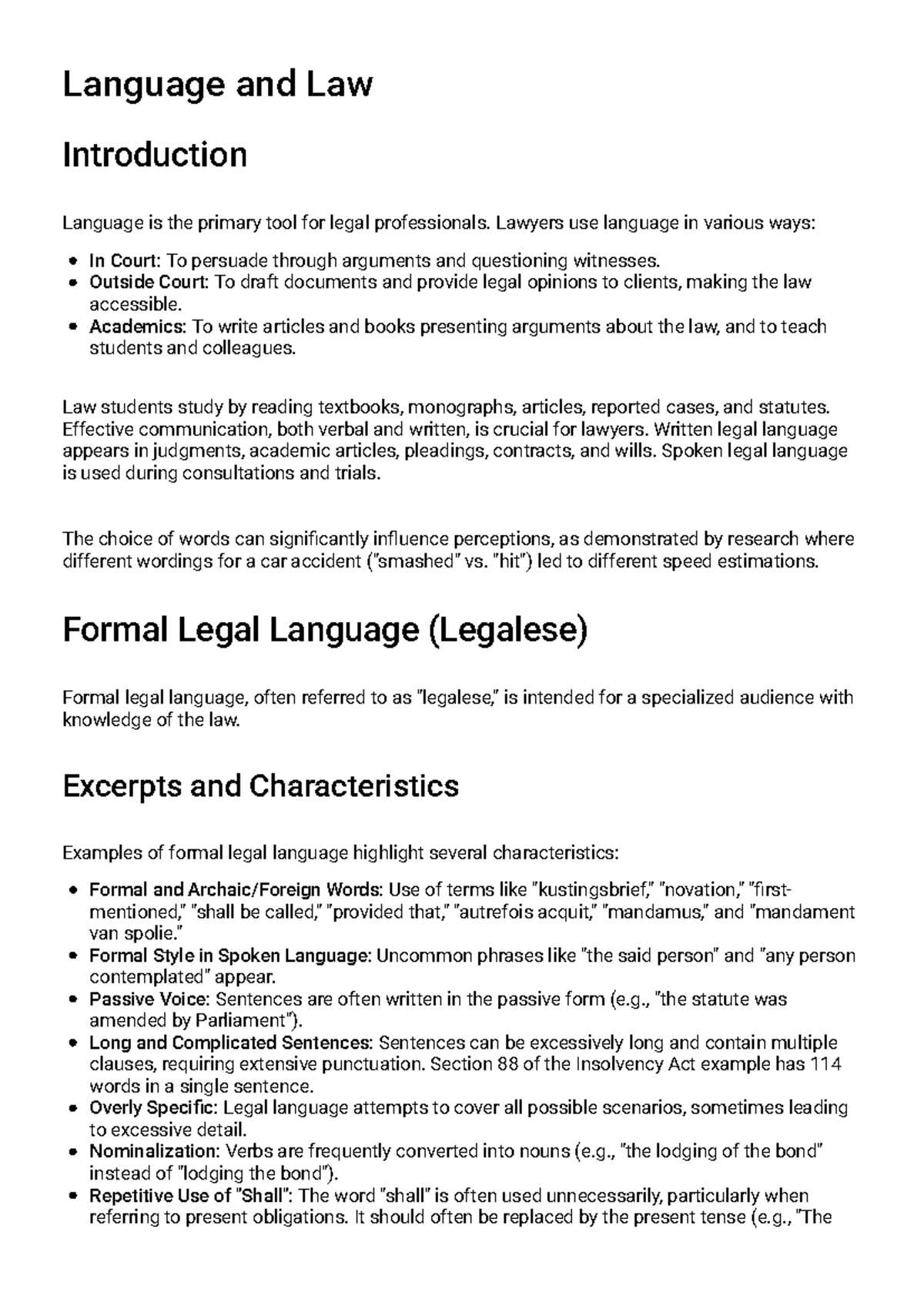 Language and Law: Study Guide for Legal Communication and Concepts ...