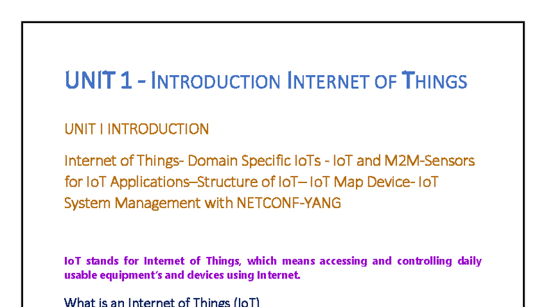 UNIT 1 - Introduction to Internet of Things (IoT) Concepts and ...