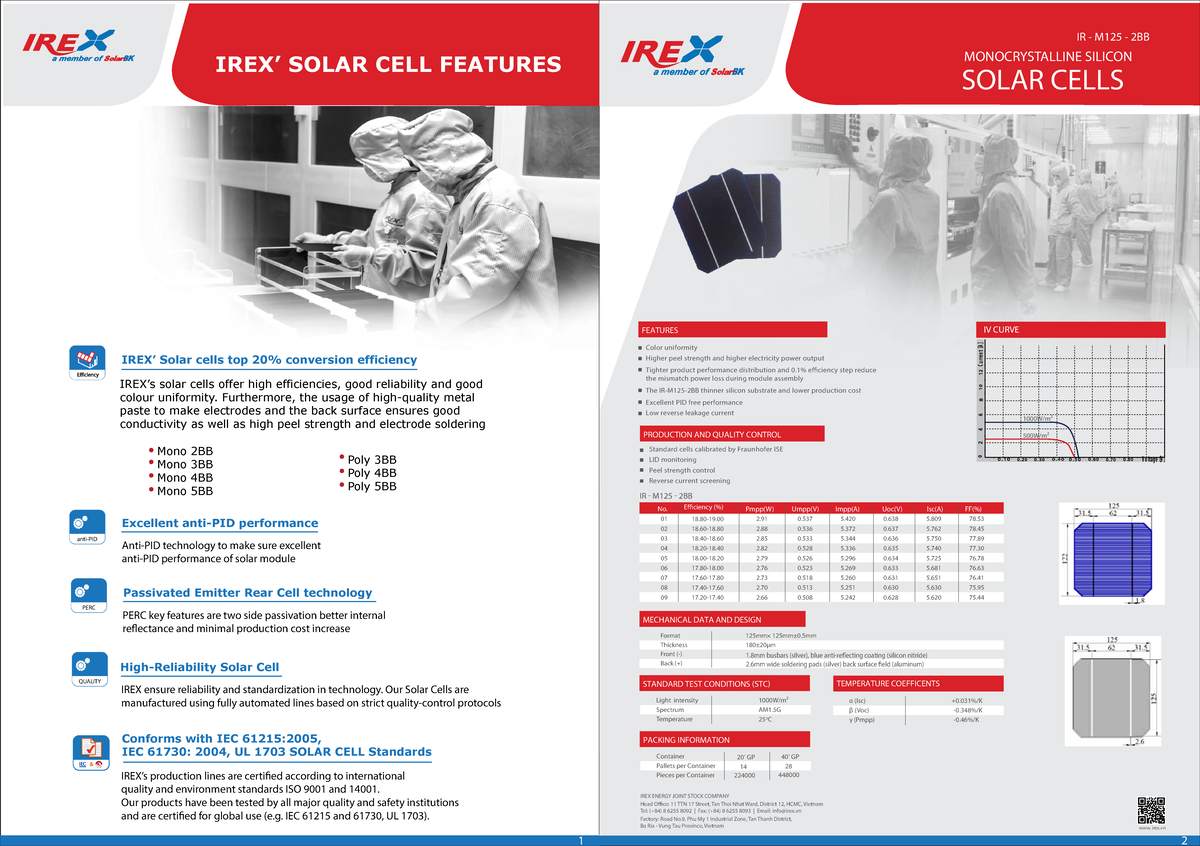 IREX-EN 300W Solar Cell Profile and Electrical Characteristics - Studocu