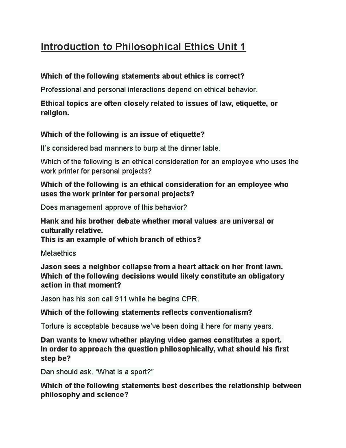 PHI 101: Introduction to Philosophical Ethics - Unit 1 Overview - Studocu