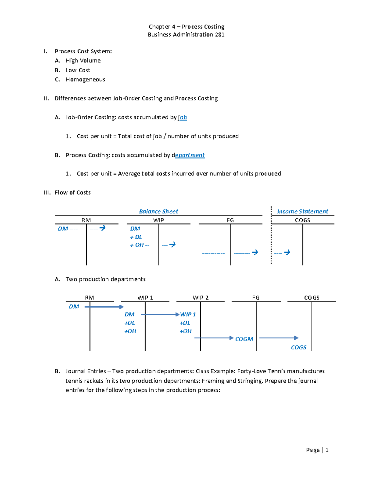 Chapter 4 Process Costing Notes For Business Admin 281 Studocu