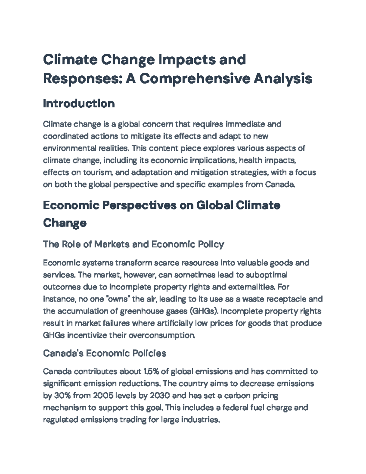 Climate Change Impacts & Strategies: A Detailed Analysis for Course 101 ...