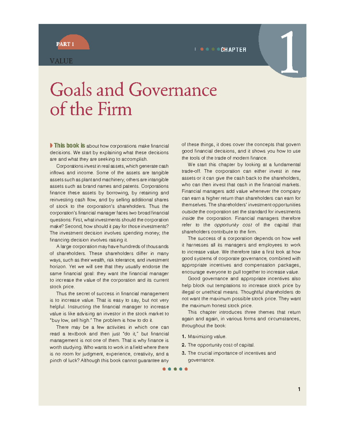 Sample Chapter 01 - Summary Principles of Corporate Finance - 1 PART 1 ...