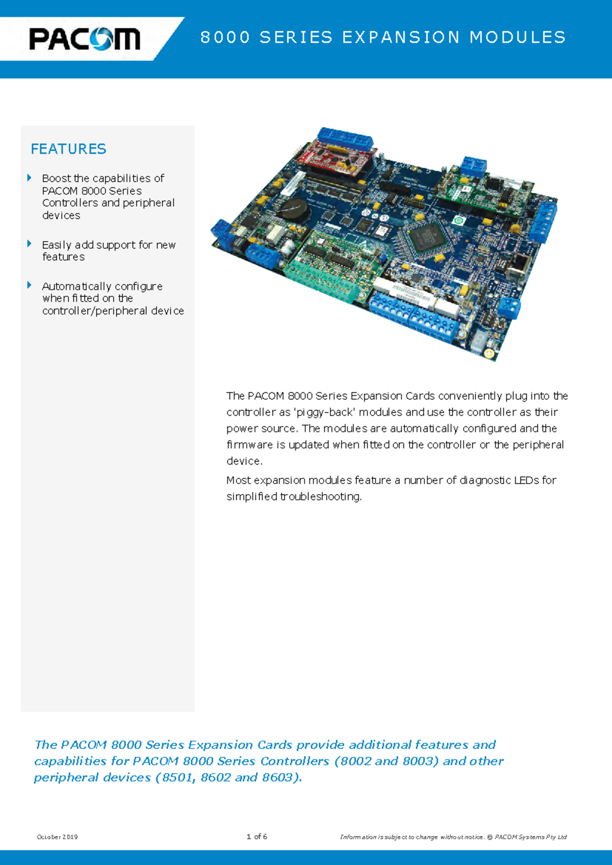 PACOM 8000 Series Expansion Modules Datasheet Overview - Studocu