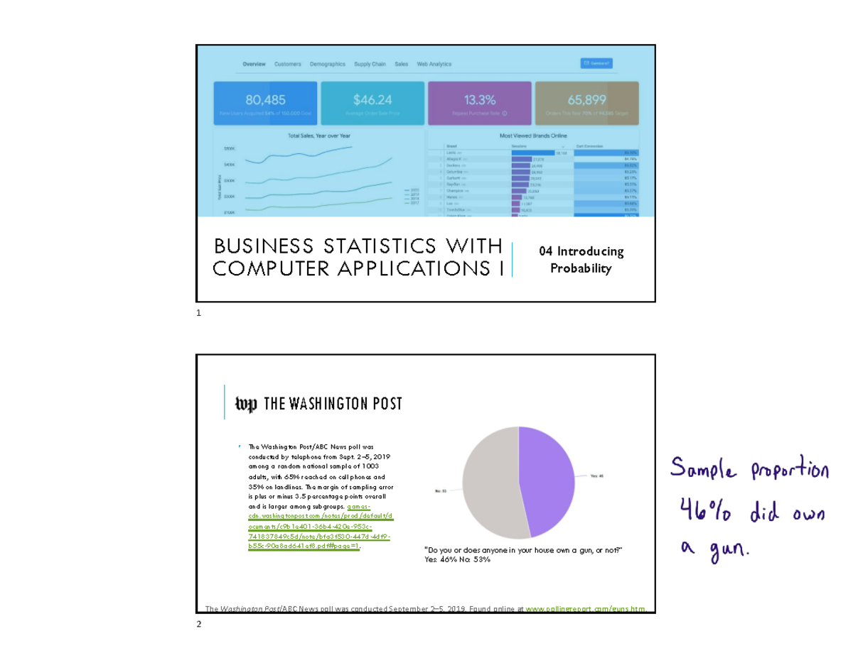 BUSINESS STATISTICS I 04: Intro to Probability Concepts and Models ...