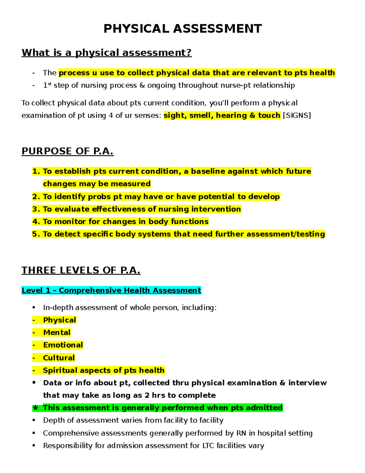 Comprehensive Physical Assessment Guide: Patient Health Essentials ...