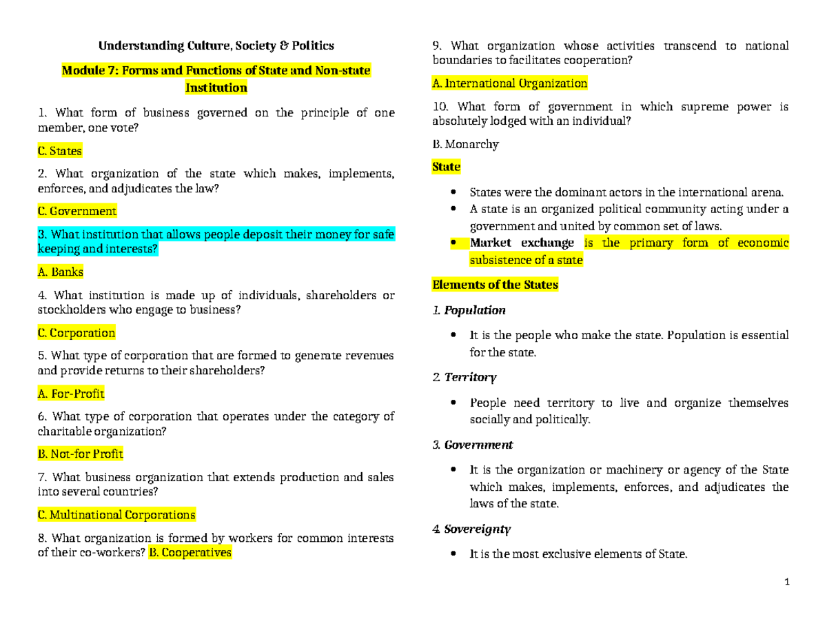 UCSP-Q4 Reviewer: Understanding State Forms & Social Stratification ...