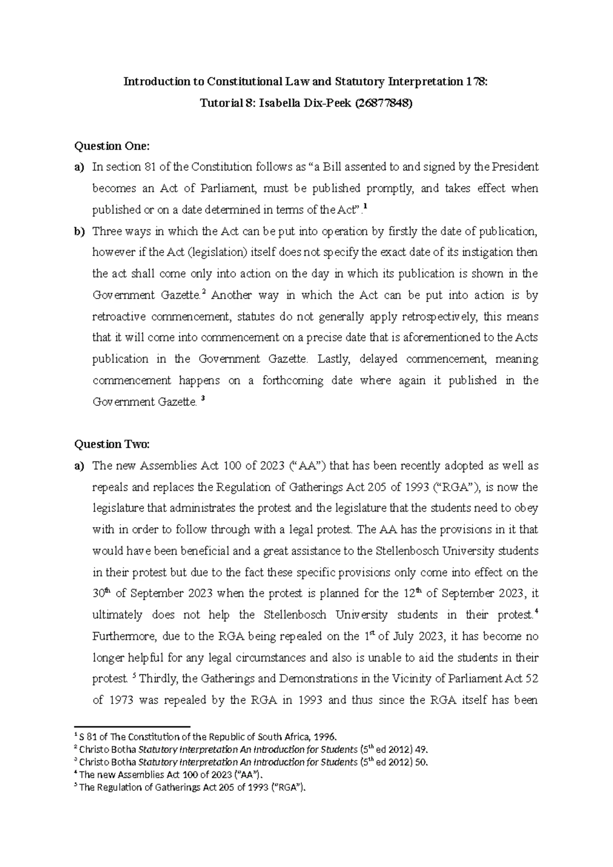 Constitutional Law Tutorial 2: Key Concepts and Judicial Review ...