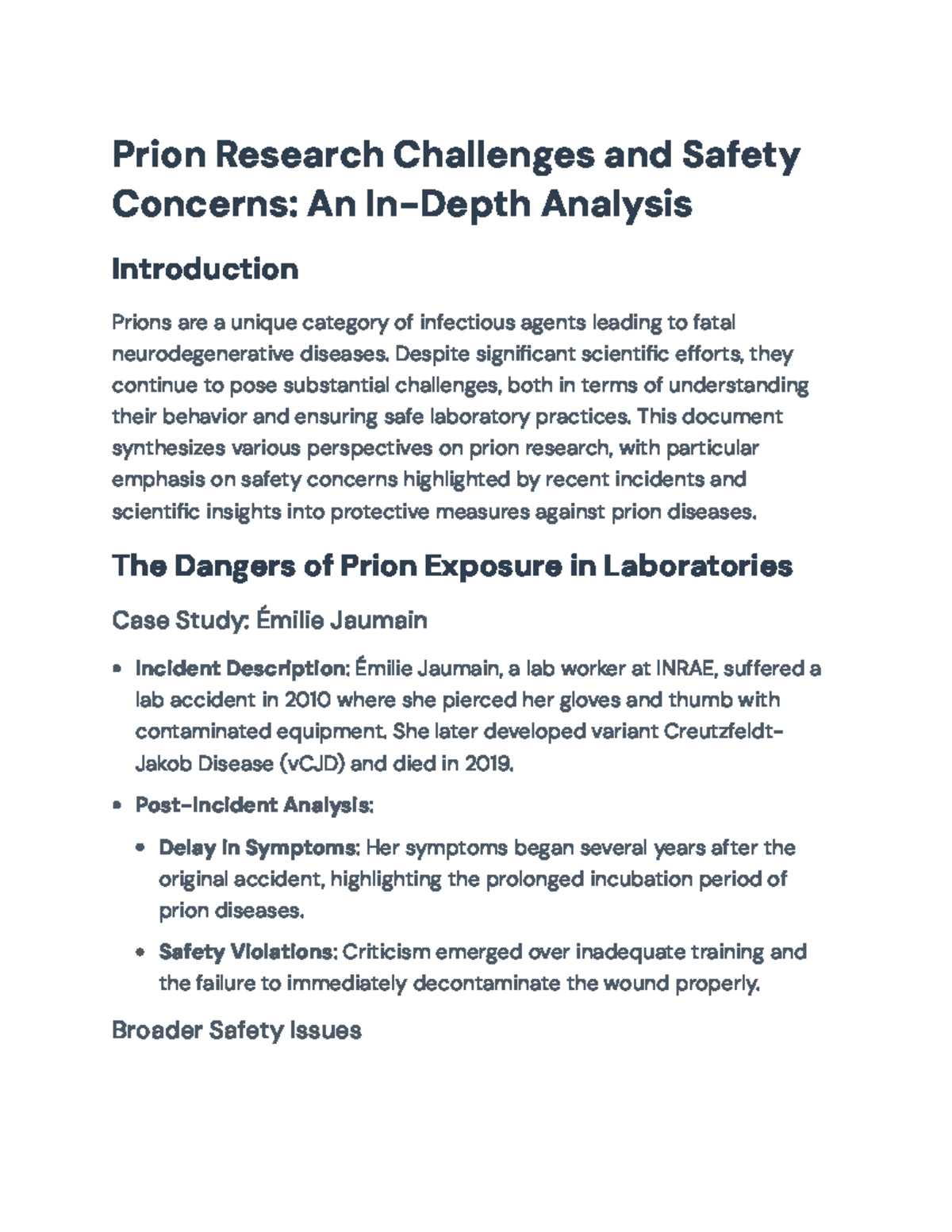 Prion Research Challenges and Safety Concerns: An In-Depth Study ...