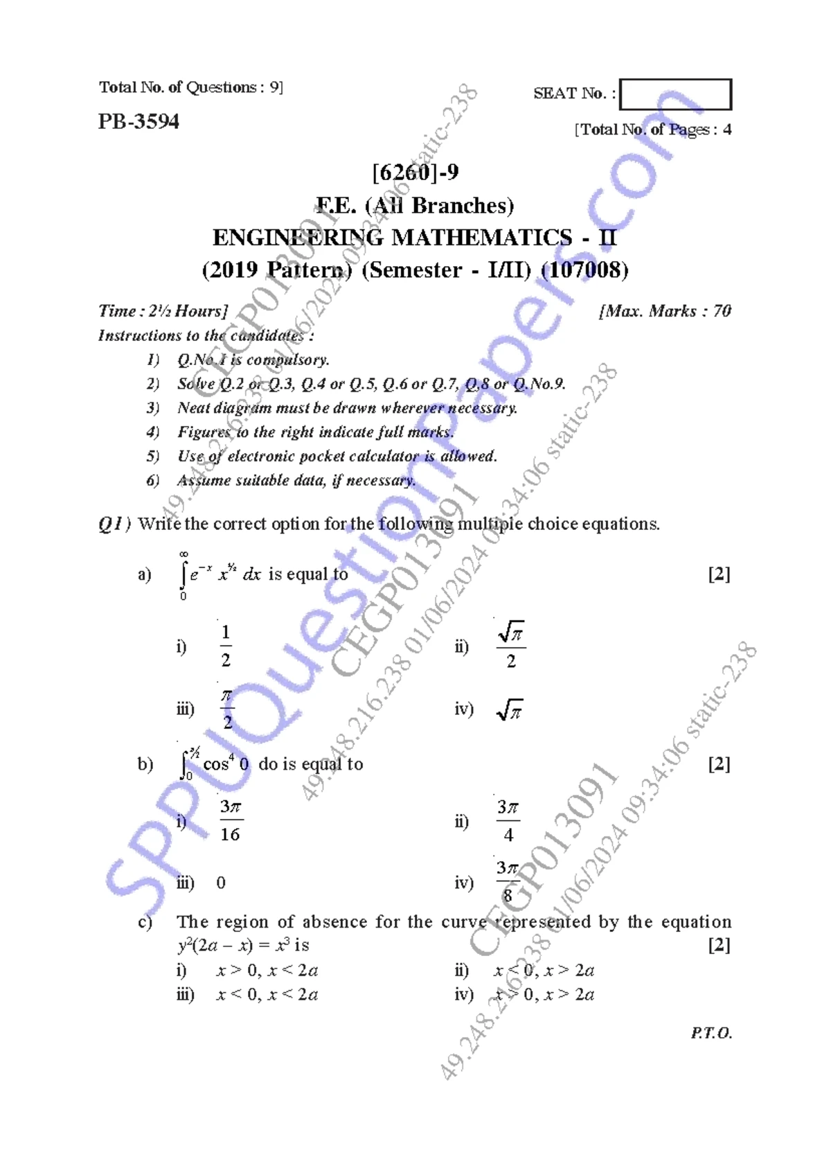 Engineering Mathematics II (2019 Pattern) - FE Engineering Sem 2 Exam ...