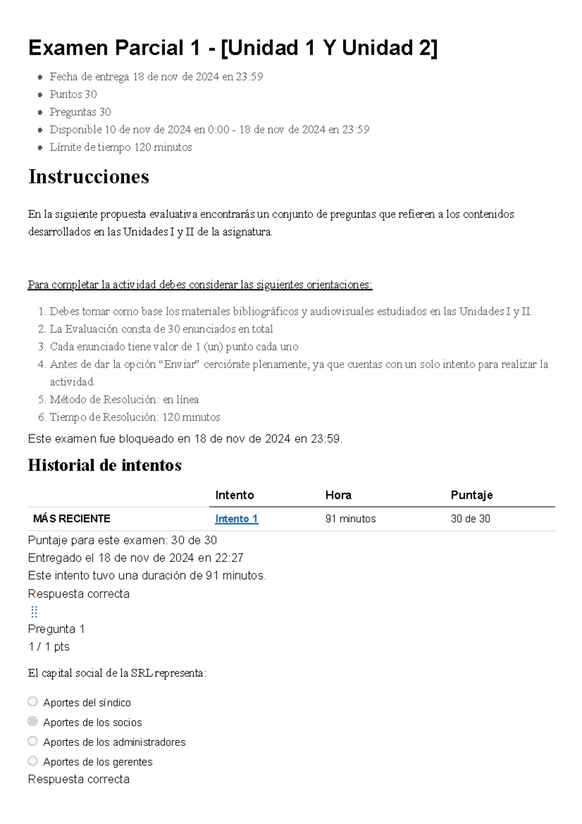 Examen Parcial 1 - Contabilidad II: Unidades I y II - Studocu