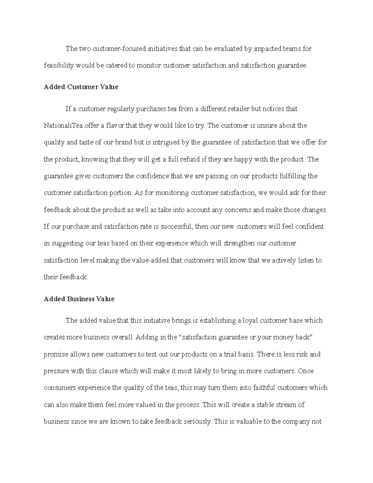 6-3 Assignment: Enhancing Customer Value Through Satisfaction ...
